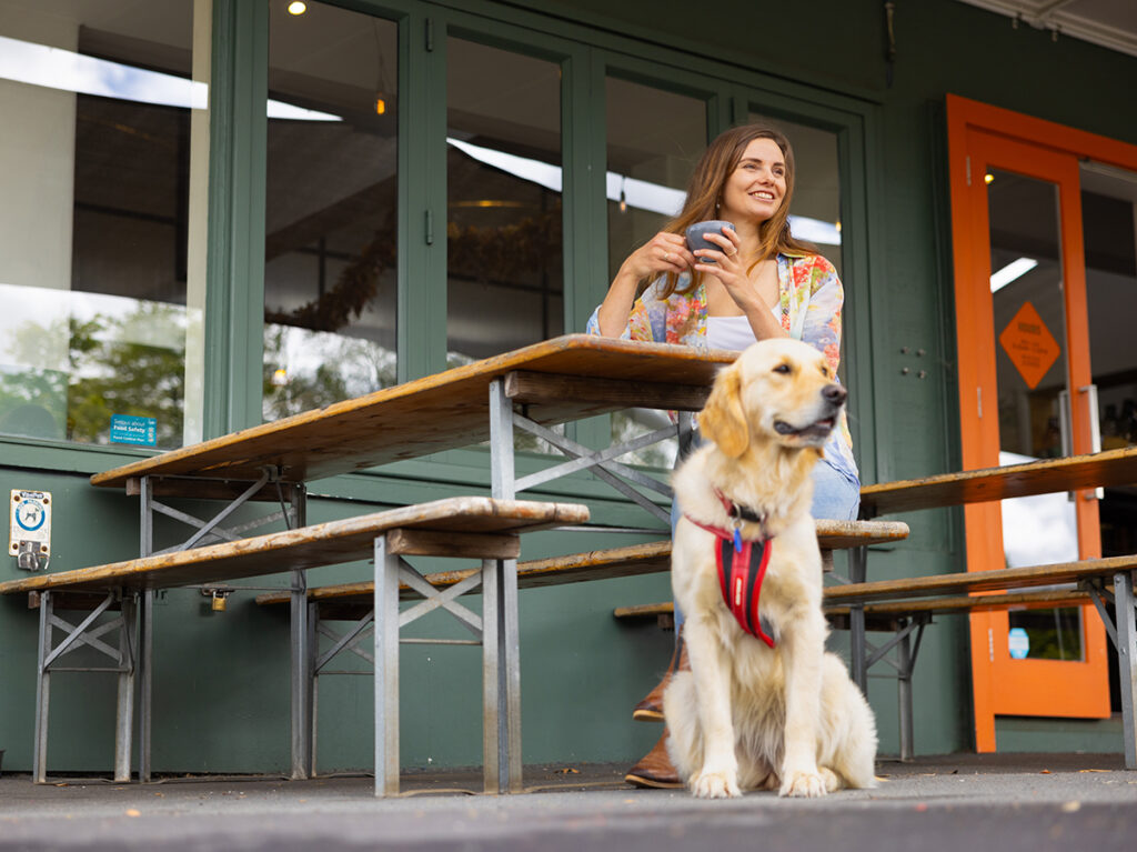 Bri and dog Marlie at Hayes Common cafe